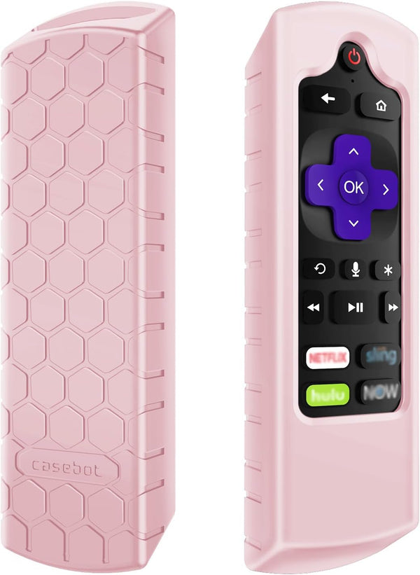CaseBot Remote Case for Roku Voice, Express HD / 4K+, Ultra LT Enhanced Voice, Streaming Stick+ Remote, Pink Sand Anti