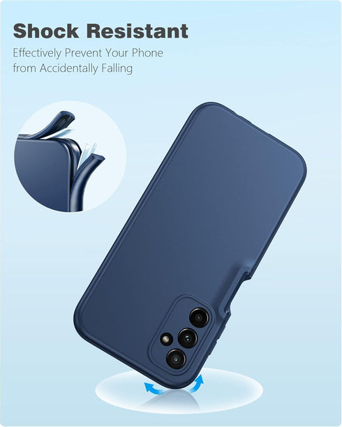 FNTCASE Shockproof Silicone Protective Phone Case for Samsung Galaxy A14-5G, Slim Dual Layer Rugged, Navy Blue