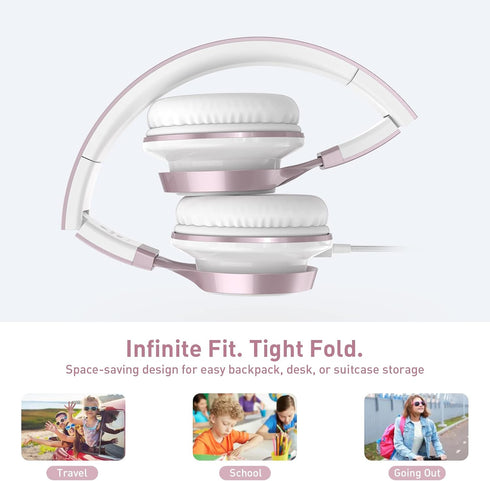 Headsets Headsets 3.5mm AILIHEN Wired Headphones with Mic, Girls Headphones for School, On-Ear for Chromebook Laptop