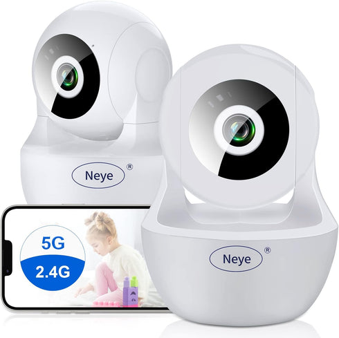 WiFi Security Home Camera, Baby Monitor Wireless IP Camera with Night Vision, Two Way Audio, Supports 5G WiFi, White