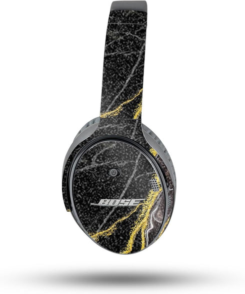 MightySkins Glossy Glitter Skin for Bose QuietComfort 35 II Headphones - Black Marble Glitter, Durable High-Gloss Finish