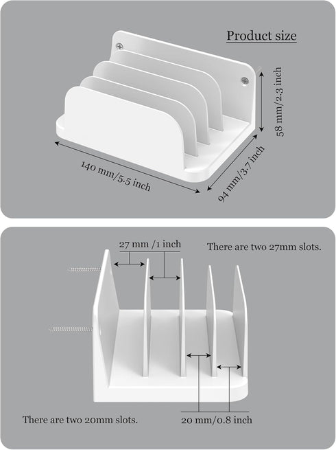 NOTMBESTM 4-Slot Wall Mount Phone Holder for Smartphones and Tablets, Phone Shelf with Docking Station Compatible