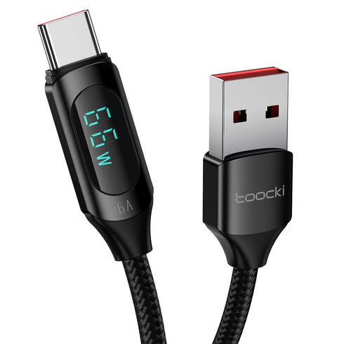 USB A to USB C Cable Type C Charger Fast Charging 5A PD 100w 6.6FT with LED Display, Nylon Braided Cable for iPad Pro