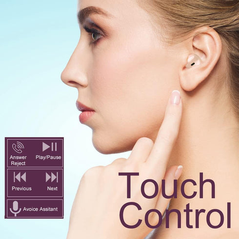 Shop Invisible Wireless Bluetooth Earbuds - Mini Earpiece, Touch Control for Music, Audiobooks, Podcasts (Single Beige)
