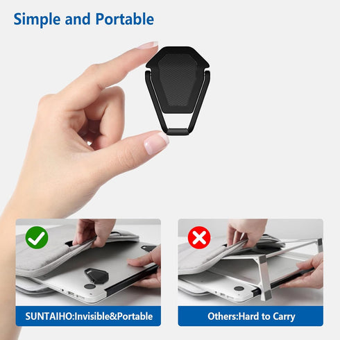 Portable Invisible Laptop Stand, Mini Aluminum Cooling Pad, Ergonomic Lightweight Laptop Desk Stand (2pcs Black)