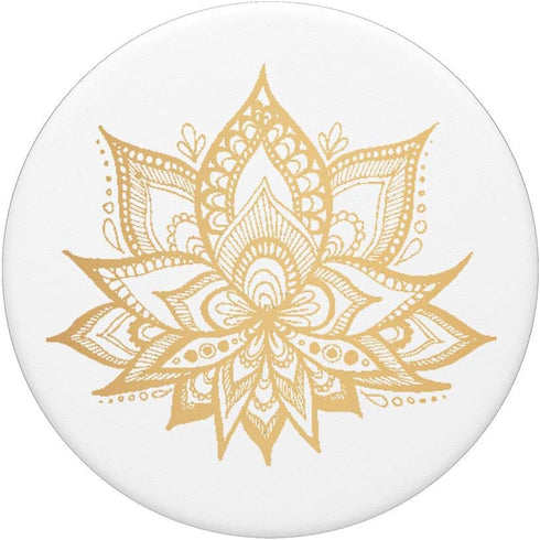Golden Lotus Flower Yellow Prana Mandala, Beautiful Elegant PopSockets Swappable PopGrip