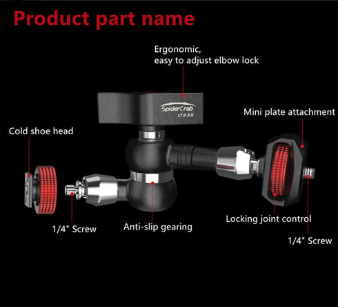 IFOOTAGE Magic Arm Clamp, Adjustable Friction Power Articulating Arm with 1/4" Thread Screw for DSLR Camera Rig/Monitor