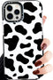 Abbery iPhone 12 Pro Max Case, Cute Clear Soft Silicone TPU with Cow Print Pattern, Shockproof Protective Cover for