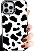 Abbery iPhone 12 Pro Max Case, Cute Clear Soft Silicone TPU with Cow Print Pattern, Shockproof Protective Cover for