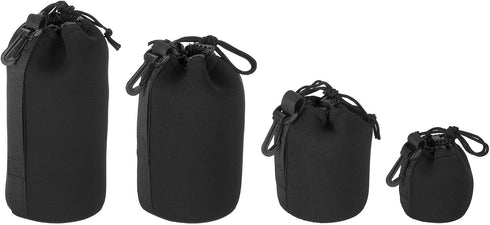PATIKIL Camera Lens Bag Set - 4 Pcs Drawstring Lens Pouch with Thick Protective Neoprene, Lens Case for DSLR Camera Lens