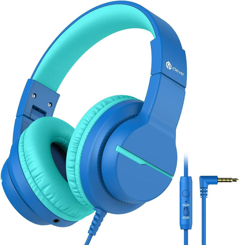 iClever HS19 Kids Headphones with Microphone for School, Volume Limiter 85/94dB, Over-Ear Girls Boys Headphones with