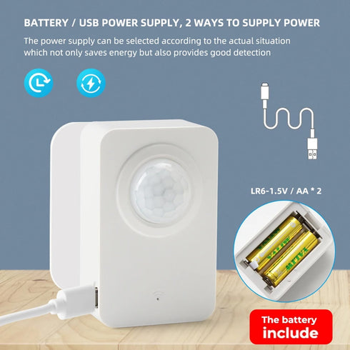 Wifi Smart Motion Sensor: Indoor PIR Motion Detector, Free App Alert, Tuya App Remote Monitor, USB & Battery Dual Power Supply, Infrared Wireless Alarm System for Home Security & Home Automation by Gaoducash