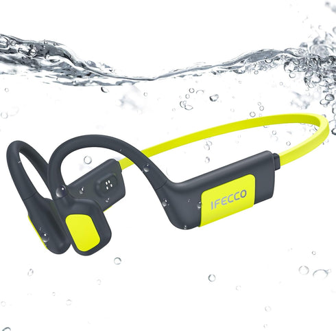 IFECCO Swimming Headphones Underwater - IP68 Waterproof Bone Conduction Headphones Bluetooth 5.4,Open