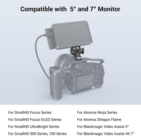 SmallRig Adjustable Camera Monitor Mount for ARRI-Style, 360° Swivel & 180° Tilt Monitor Holder, 2903B