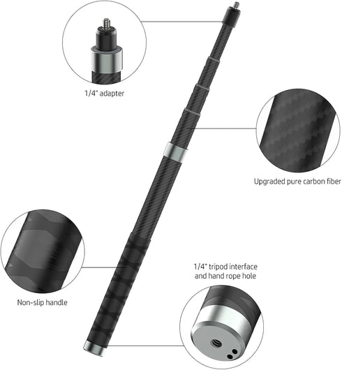 NEOSOU 110cm Insta360 X5 X4 X3 3S 360 4 3 3S Invisible Selfie Stick Pole, Carbon