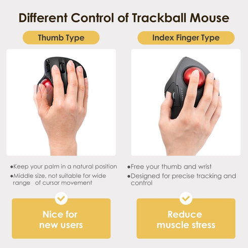 SANWA Bluetooth 5.1 Wireless Ergonomic Trackball Mouse, Finger Control Roller Ball, 3 Device Switch, Silent Programmable