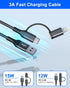 USB to USB C and Lightning Cable 2 in 1, 3A Fast Charging & Data Sync for Apple CarPlay & Android Auto