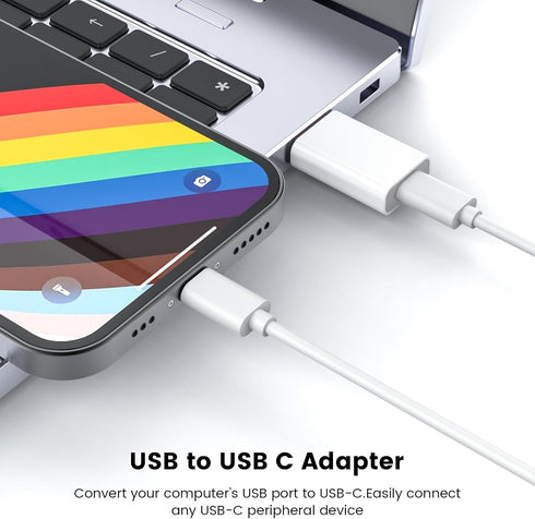 MOSWAG USB to USB C Adapter, USB C Female to USB Male for Apple MagSafe, iPhone, iPad, Galaxy Note, CarPlay