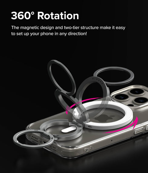 Ringke Smart Ring Magnetic Phone Grip, Extra Strong Magnet 4.45mm, Super Slim Kickstand Multi-Functional Holder - White