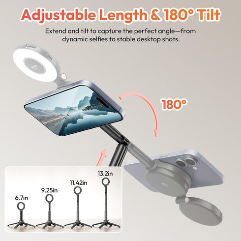 ULANZI MT71 180 17-12 Mini Magnetic Selfie Stick Tripod, Foldable & Lightweight, Tilt, Compatible with iPhone Series