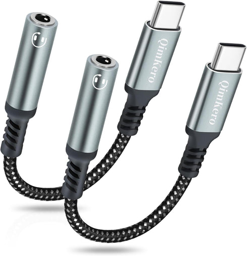 USB C to 3.5mm Headphone Jack Adapter (2 Pack) for iPhone 15, iPad Pro, Samsung Galaxy S20/S21/S23+