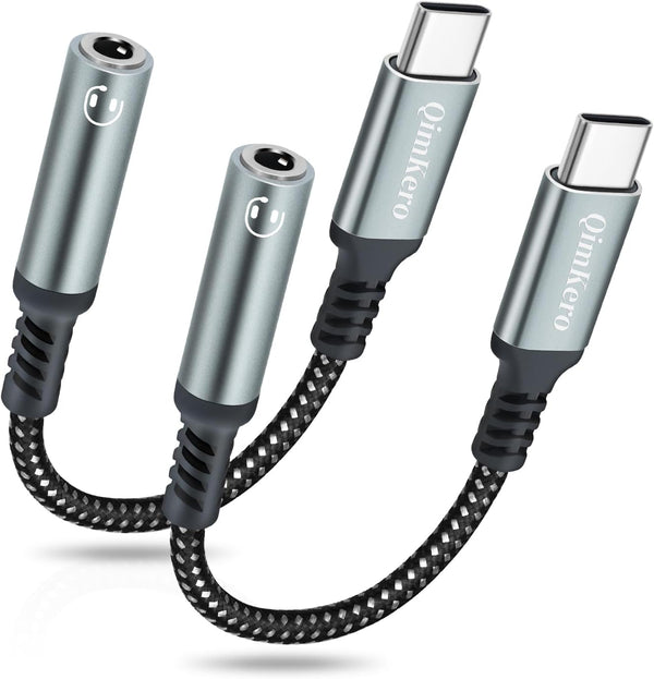 USB C to 3.5mm Headphone Jack Adapter (2 Pack) for iPhone 15, iPad Pro, Samsung Galaxy S20/S21/S23+