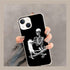 Black Skull White Cat Phone Case Compatible with iPhone 14, Skull Cool Skeleton and Cat Case for Girls Boys Women Men, Unique Trendy TPU Bumper Cover Case for iPhone 14