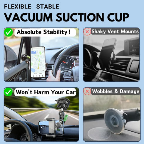 Tmengdao 360 Suction Cup Phone Mount, Ultra-Stable Phone Holder for Vlog Shooting, Rotation for Windshield, Roof Glass