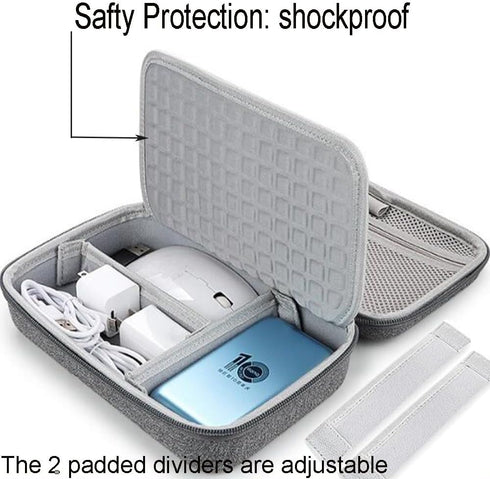 Hard Electronic Organizer Travel Bag, Waterproof Shockproof Case for Power Bank, Adapters, Chargers, Cables, Flash