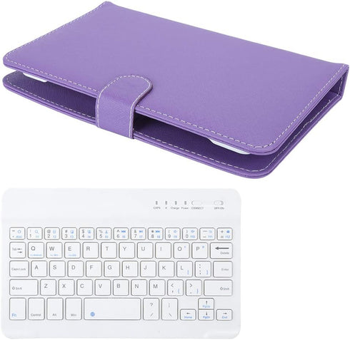 V BESTLIFE 7 Inch Universal Wireless Keyboard for Bluetooth 3.0 with PU Leather Case for Phones, Purple