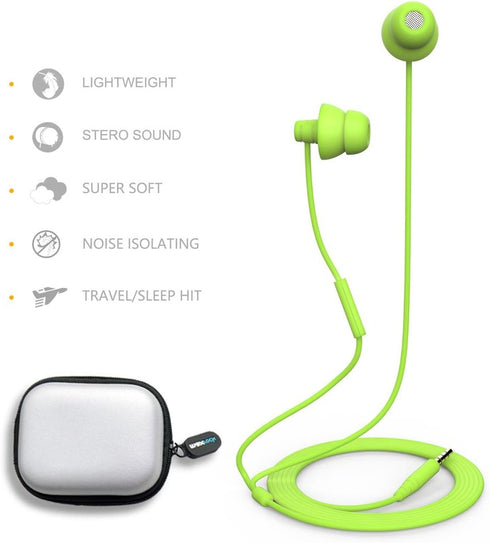 MINi5 Comfort-fit Wired Headphones with Mic, Cellphone Earbuds with 3.5mm Jack (Green)