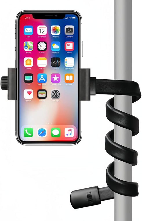 Adjustable Gooseneck Phone Holder, Suitable for Mic Stand, Baby Strollers, Treadmills, Shopping Carts, Bicycles, Cars