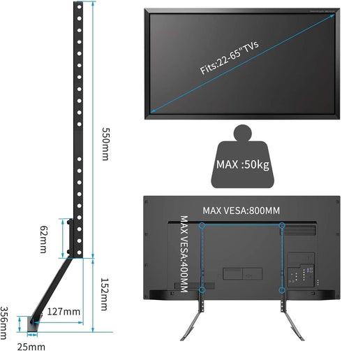 suptek 20-65" 100 Universal TV Stand for TV & Hardware Kit Pieces Bundle