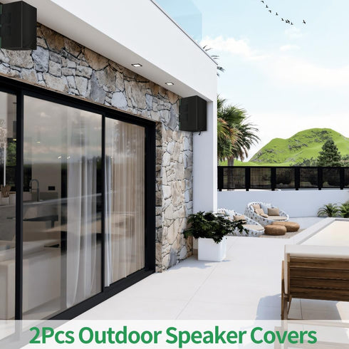 2 PCS Outdoor Speaker Cover, Weatherproof Wall Mounted Speaker Cover, Black (H 11" x W 7" x D 9")