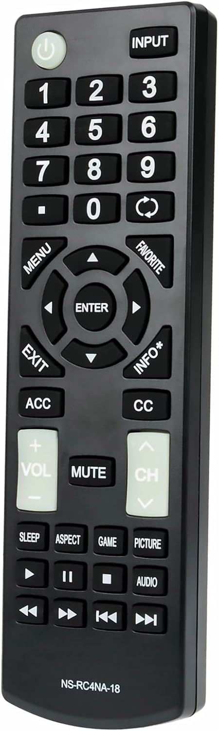 Universal NS-RC4NA-18 Replace Remote Compatible with All Insignia TV Models, NS-55D510NA19, NS-22D510NA19,