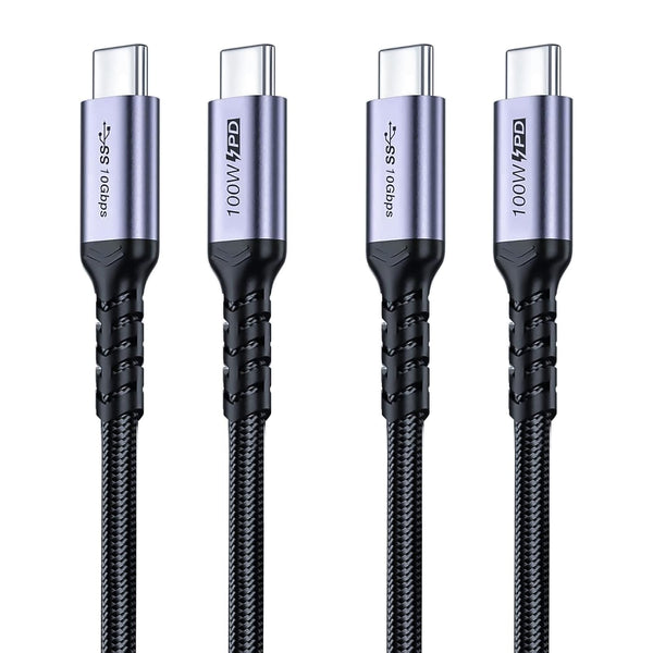 USB C 3.1 Gen 2 Cable 10FT 2 Packs, 100W Fast Charging, 10Gbps High Speed Transfer, 4K 60Hz PD Cord for Monitor Display