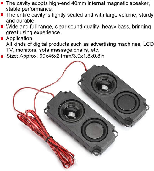 Portable Heavy Bass Loudspeaker, 8O 5W Magnetic Dual Speaker for TV Monitor, High Sensitivity