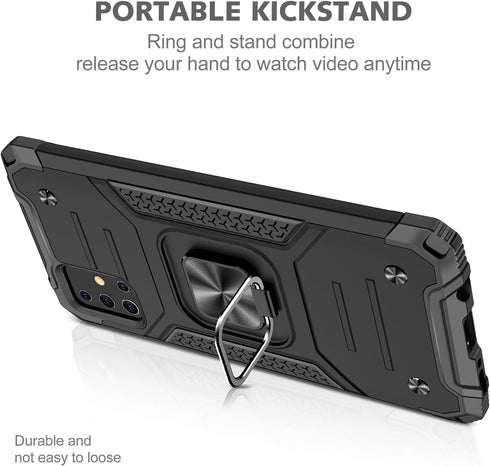 Military Grade Case for Samsung Galaxy A51, Built-in Kickstand Heavy Duty Shockproof Cover (Black)