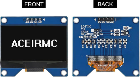 ACEIRMC 2pcs 1.54 Inch 12864 128x64 SSD1309 I2C 32-4 OLED Module Driver IIC Serial Interface Self-Luminous Display