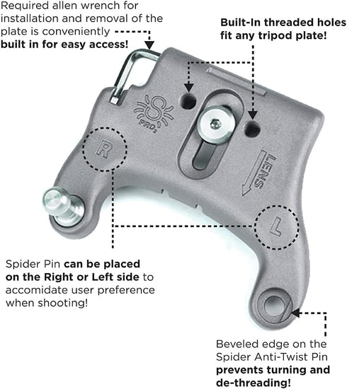 SPIDER HOLSTER – SpiderPro DSLR Camera Plate for Any Spider Camera Holster, Durable Stainless Steel & Aluminum
