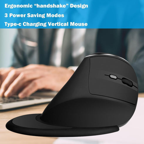 Ergonomic Vertical Mouse: 2.4G Bluetooth Dual Mode Optical Computer Mice, Wireless Rechargeable Mouse with Removable
