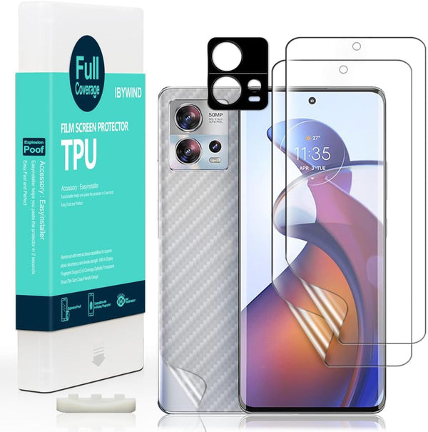 Ibywind Motorola Edge 30 Fusion 5G Screen Protector (6.5") 2 Pack + Camera Lens & Back Film, HD Clear, Bubble Free,
