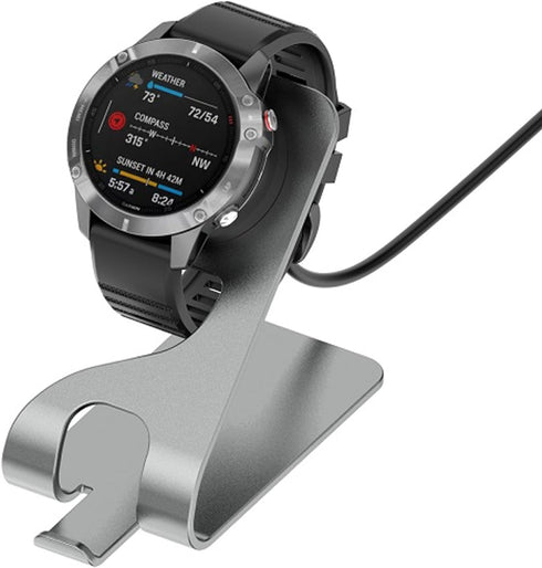Metal Anti-Slipping Desktop Base Stand for Garmin Venu 3/Venu 3S/Vivoactiv 5 with Charging Dock Cable, Grey