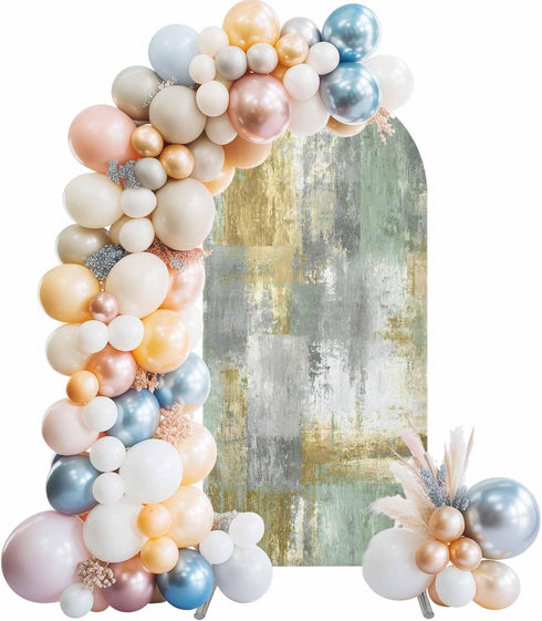 LFoveYuamer 6.6 Ft Arch Backdrop Cover, Yellow Sage Green Grey Decorative Wedding Arch