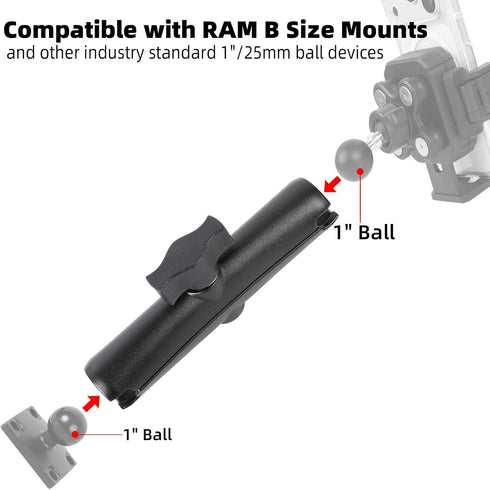 FPN 1" 1" (5.91" Aluminum Alloy Double Socket Arm Compatible with RAM Mounts B Size Ball Components, Fits Industry All