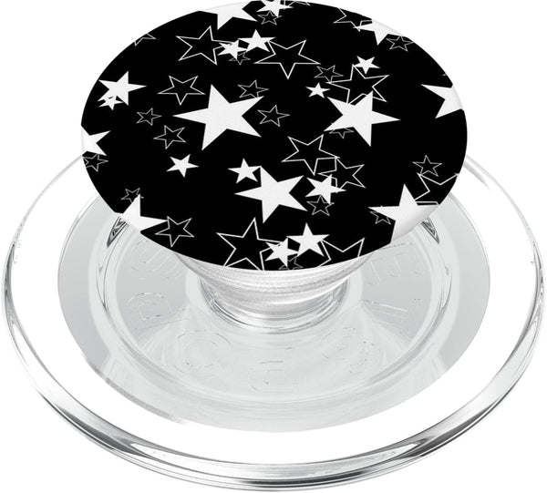 PopSockets PopGrip for MagSafe: Grip Stand Black Stars White