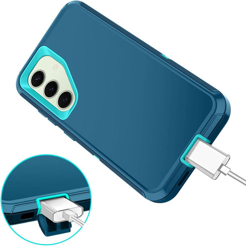 I-HONVA for Samsung Galaxy S24 Plus Case, Shockproof 3-Layer Full Body Protection, Heavy Duty Cover, Turquoise