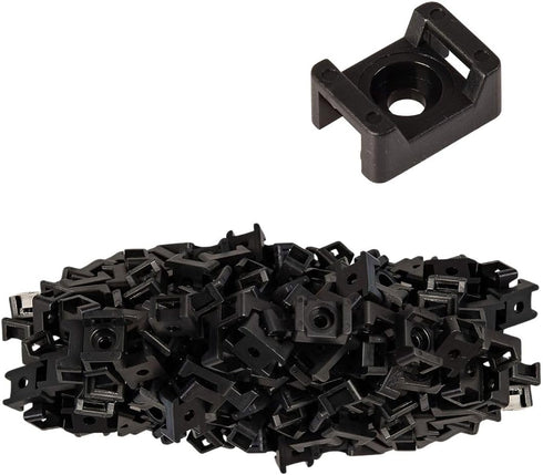 GTSE 100 Pack Black Screw Mounts, Saddle Type Zip Tie Anchors for Zip Ties Up to 0.2" Wide