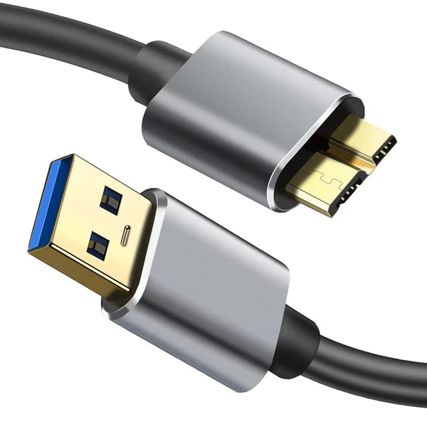 USB 3.0 A Male to Micro B Cable, 1.5ft Sync Cord for Toshiba, Seagate, Samsung, My Passport & More (Black & Gold)