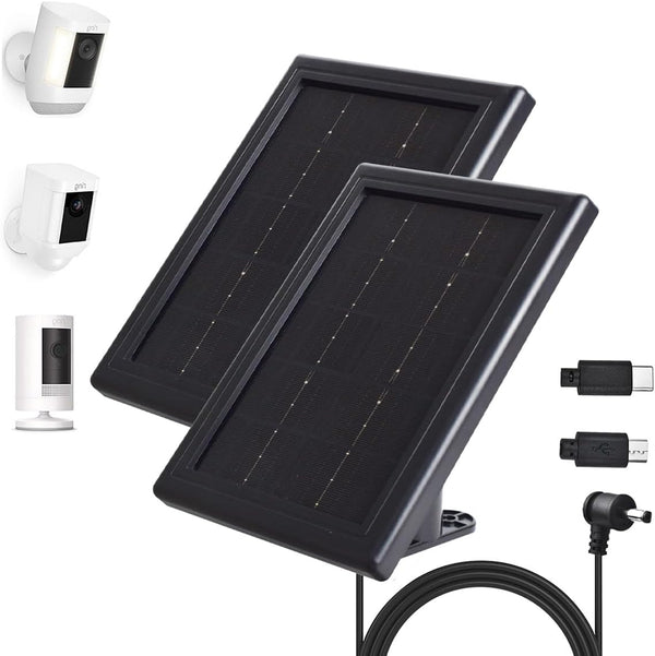 Solar Panel Charger for Ring Cameras, 5V Solar Charger, Compatible with Ring Spotlight Cam and Outdoor Wireless Security